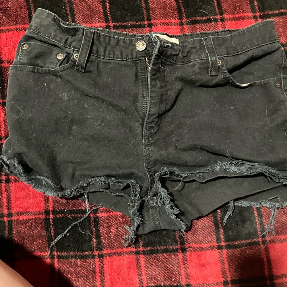 Women's Black Distressed Denim Shorts
